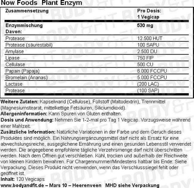 Pflanzenenzyme Nutritional Information 1