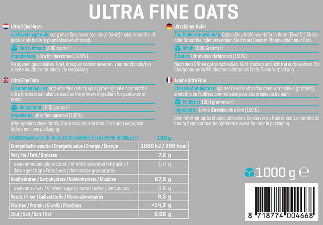 Ultra Fine Oats Nutritional Information 1