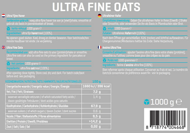 Ultra Fine Oats Nutritional Information 1