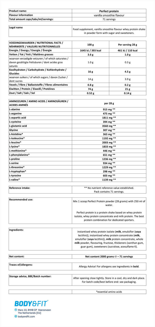 Perfect Protein Nutritional Information 1