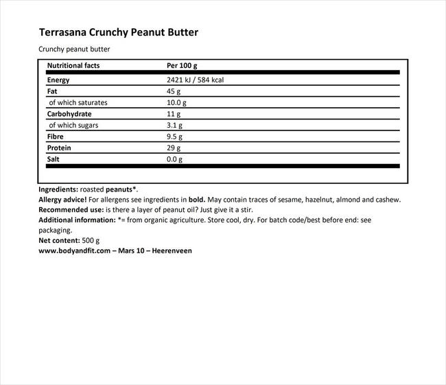 Crunchy Peaenutbutter Nutritional Information 1