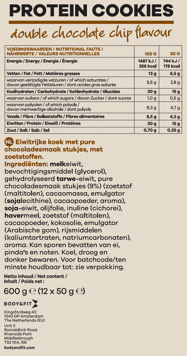Protein Cookies Nutritional Information 1