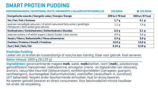 Pudding Smart Protein Nutritional Information 1
