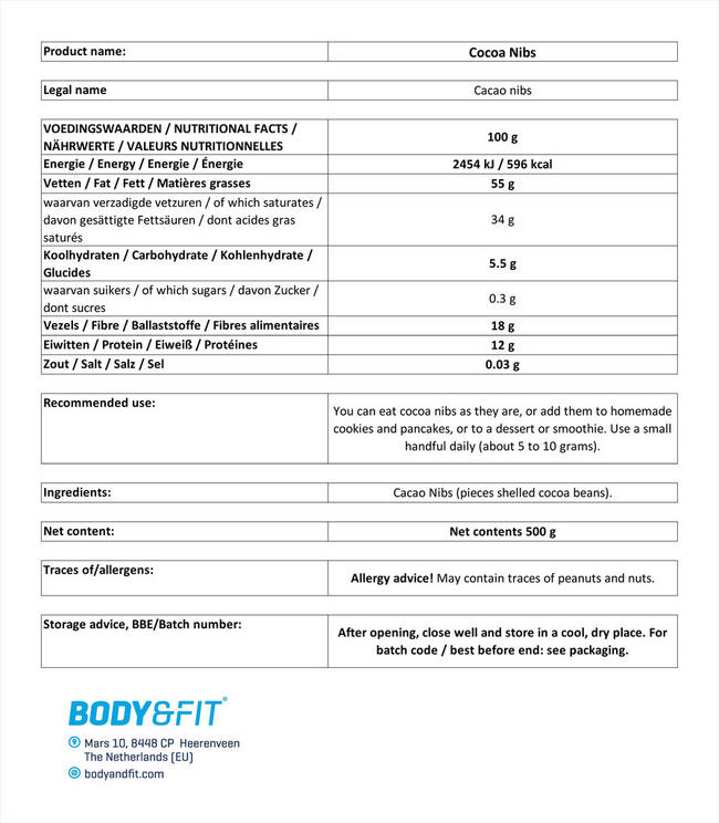 Cacao Nibs Nutritional Information 1