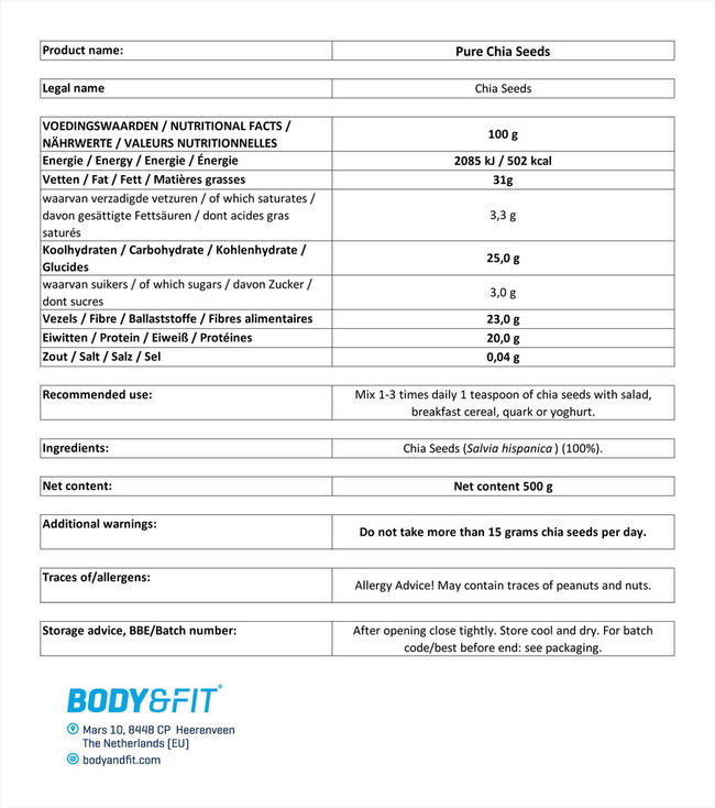 Chia Seeds Nutritional Information 1