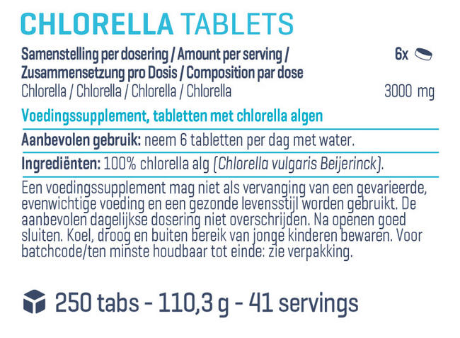 Chlorella tabletten Nutritional Information 1