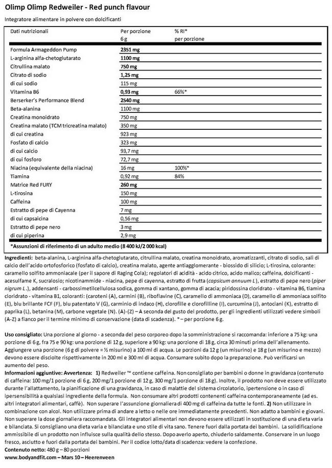 Redweiler Nutritional Information 1
