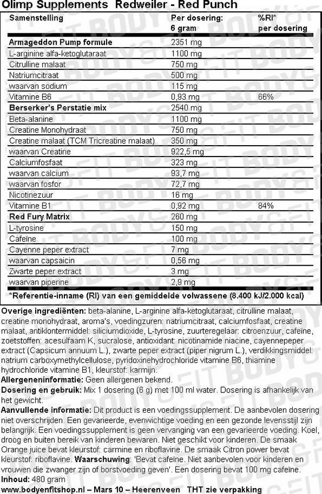 Redweiler Nutritional Information 1