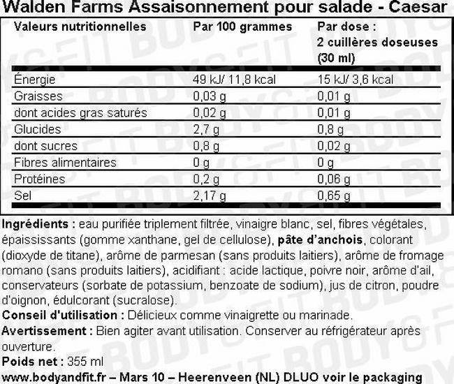 Assaisonnement pour salades Salad Dressing Nutritional Information 1