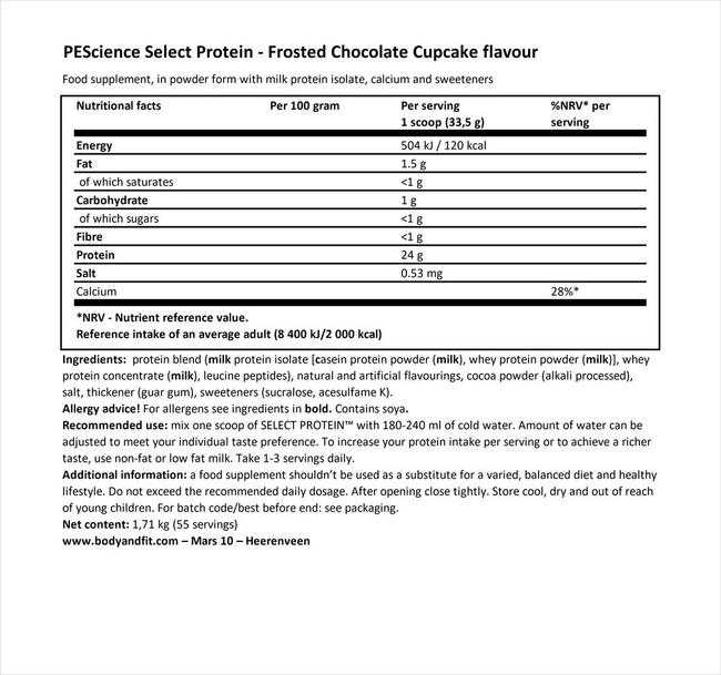 Select Protein Nutritional Information 1