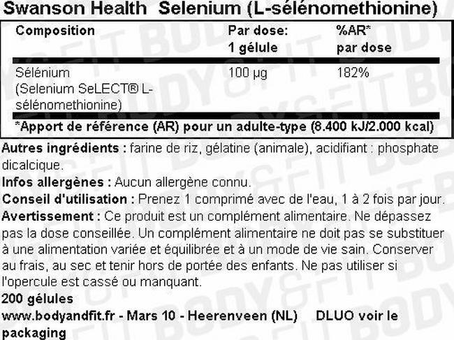 Selenium 100mcg Nutritional Information 1