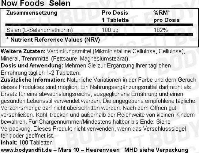 Selen Nutritional Information 1