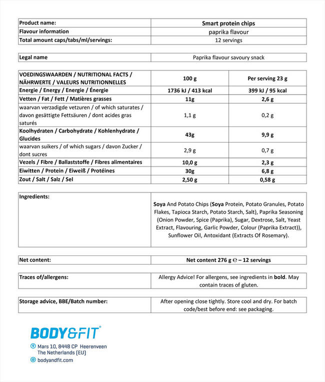 Smart Protein Chips Nutritional Information 1
