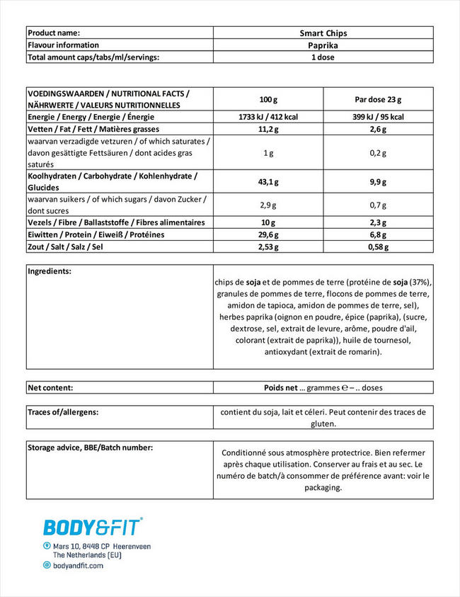 Smart Chips Nutritional Information 1