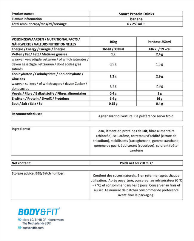 Smart Protein Drinks Nutritional Information 1