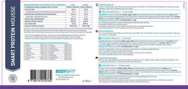 Mousse protéinée Smart Protein Mousse Nutritional Information 1