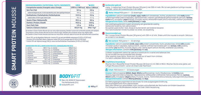 Smart Protein Mousse Nutritional Information 1