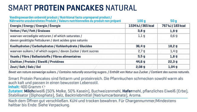 Smart Protein Pancake Mix Nutritional Information 1