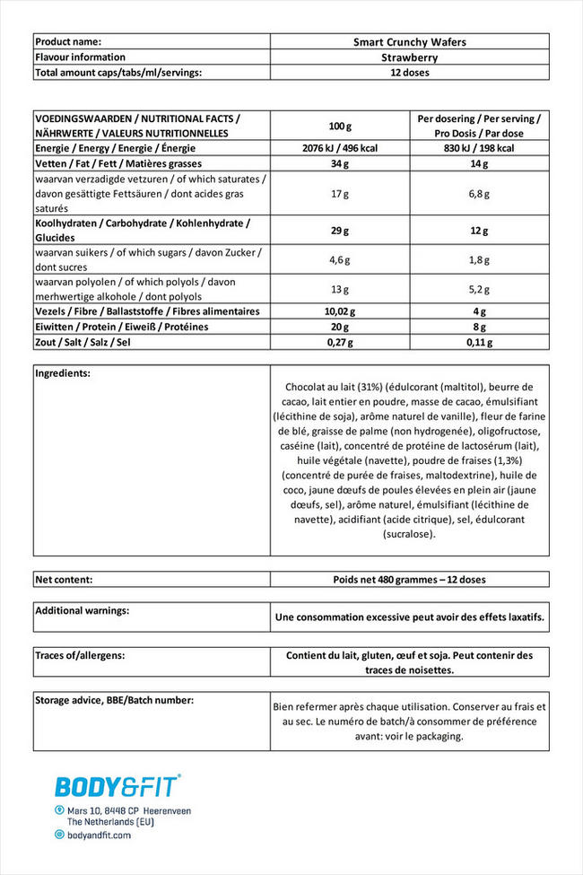 Smart Crunchy Wafers Nutritional Information 1