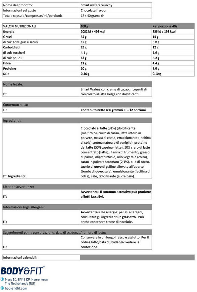 Smart Wafers Crunchy Nutritional Information 1