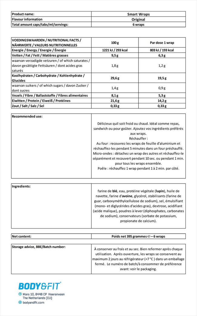 Smart Wraps Nutritional Information 1