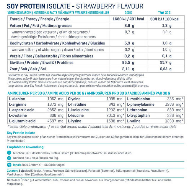 Soja Protein-Isolat Nutritional Information 1