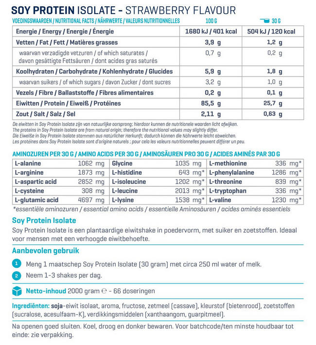 Isolat de protéines de soja Nutritional Information 1