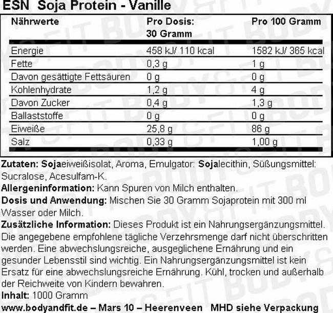 Soja Protein Nutritional Information 1