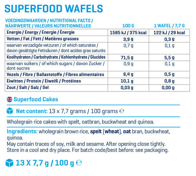 Superfood Rice Cakes Nutritional Information 1