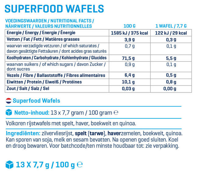 Superfood Rijstwafel Nutritional Information 1