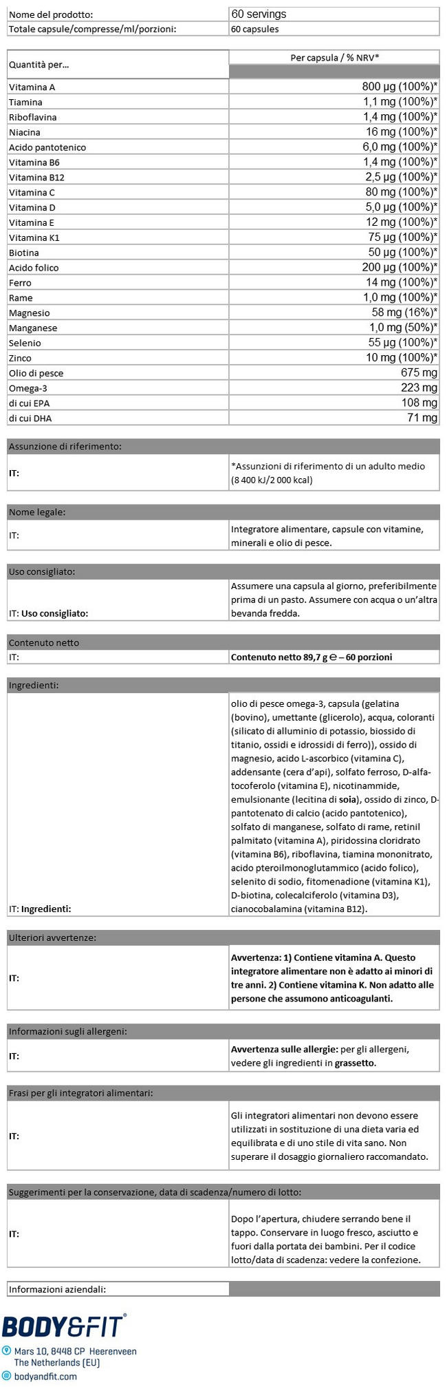 Multi+Omega-3 Nutritional Information 1