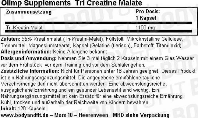 Tri Creatin Malat Nutritional Information 1