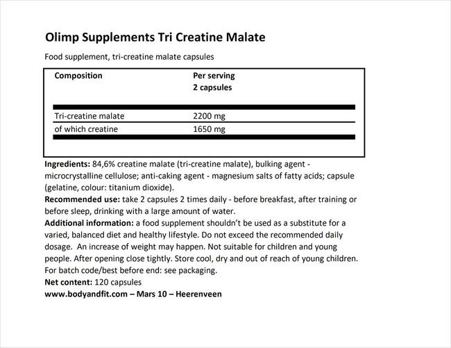 Tri Creatine Malate Nutritional Information 1