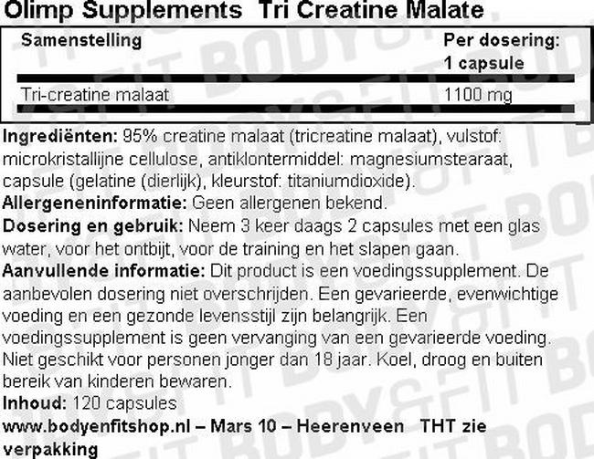 Tri Creatine Malate Nutritional Information 1