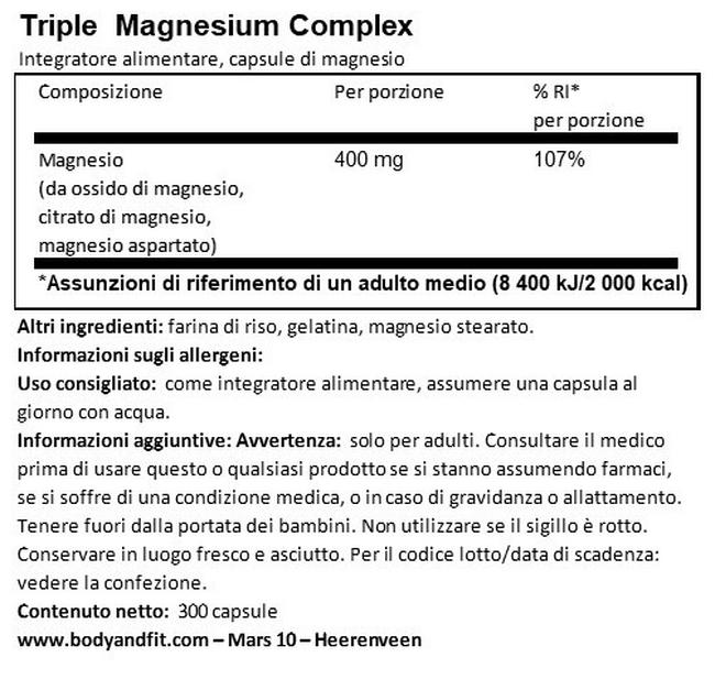 Triple Magnesium Complex Nutritional Information 1