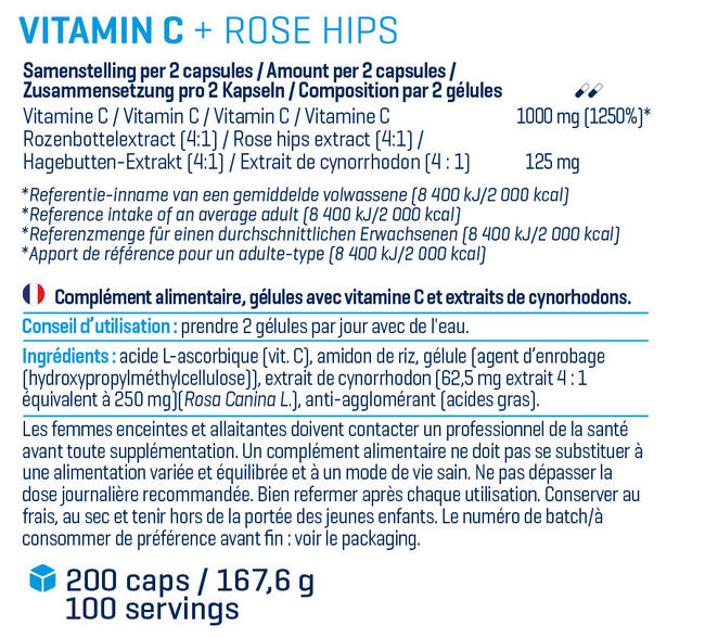 Vitamine C-1000 with Rose Hips, Sustained Release Nutritional Information 1