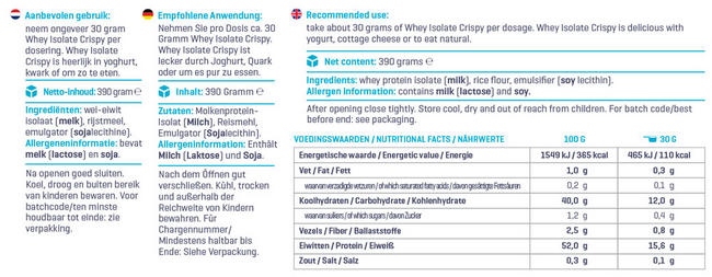 Whey Isolate Crispy Nutritional Information 1