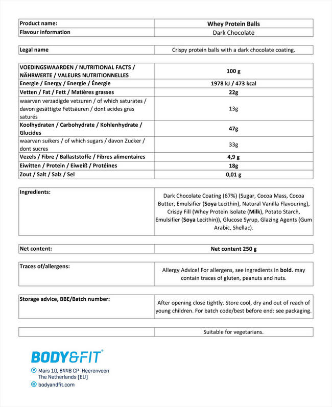 Whey Protein Balls Nutritional Information 1