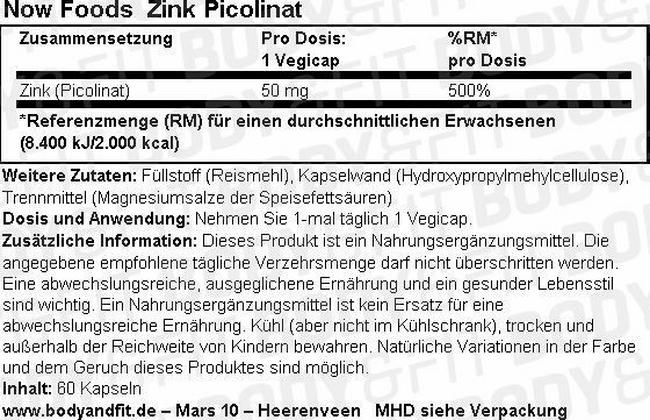 Zinkpicolinat Nutritional Information 1